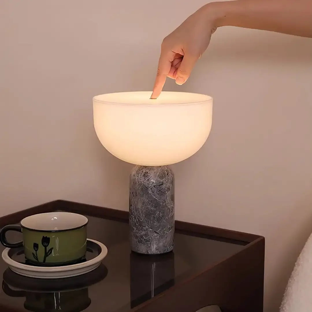 Danish Marble Mushroom Touch Lamp