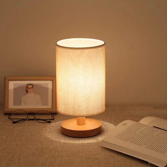 Nordic Linen Bedside Table Lamp — USB Powered with Touch Control