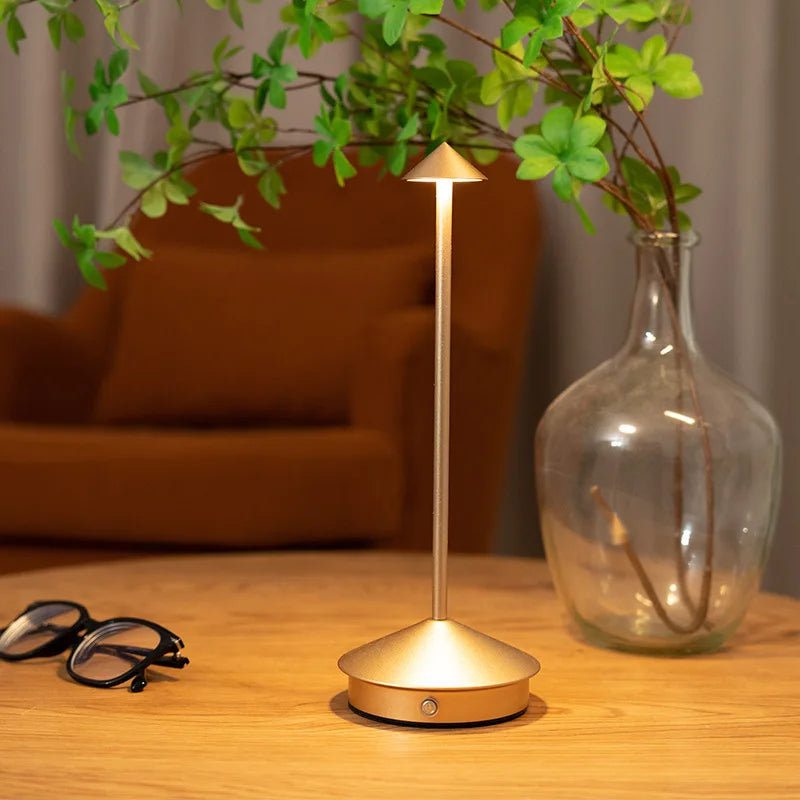 Cordless Cone Touch Table Lamp