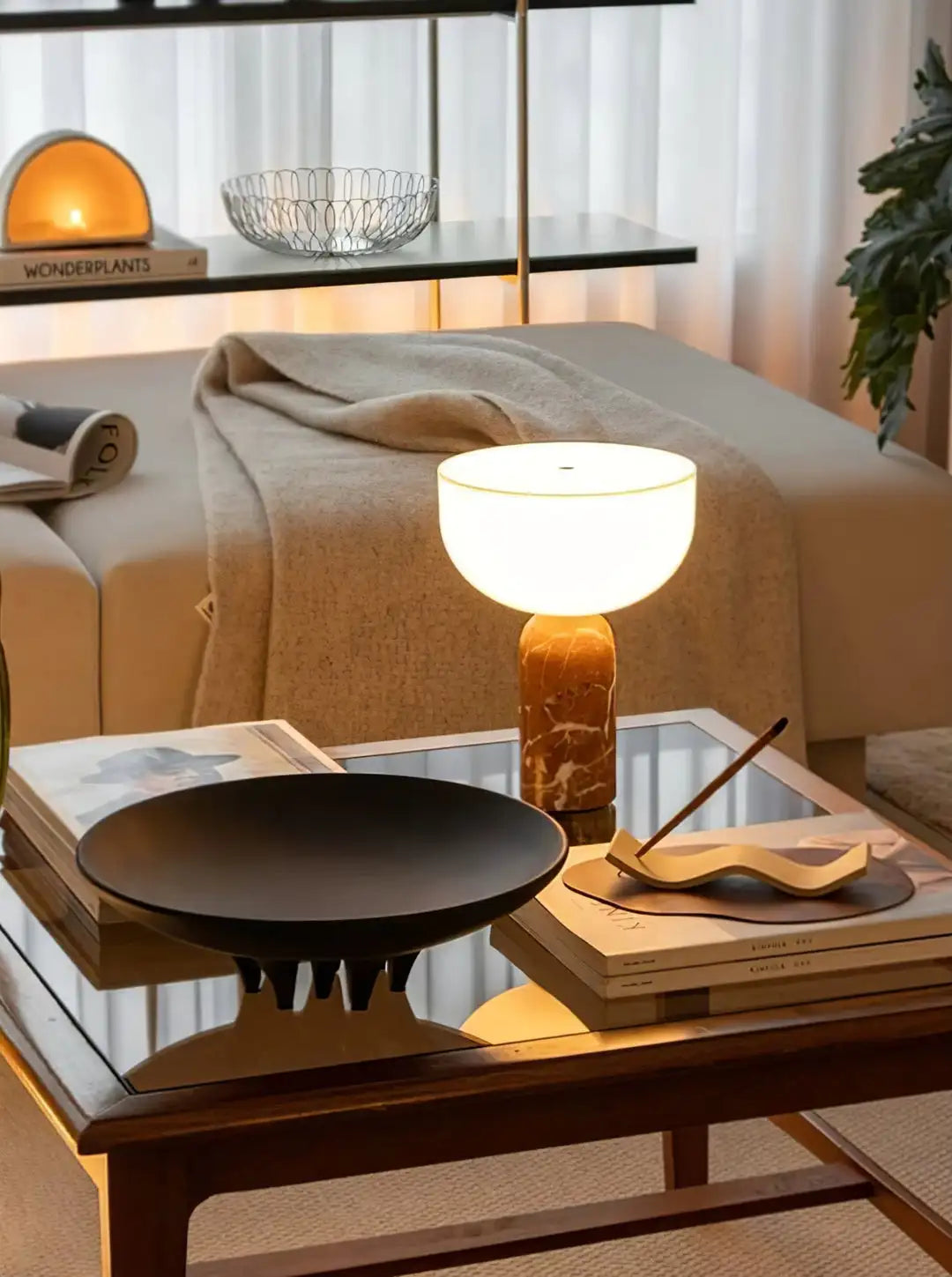 Danish Marble Mushroom Touch Lamp