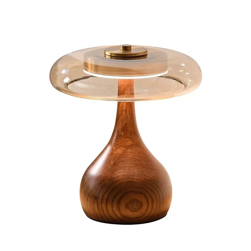 French Retro Wood & Glass Lamp