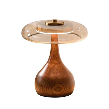 French Retro Wood & Glass Lamp