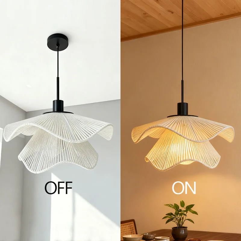 Rattan Flower Pendant Light