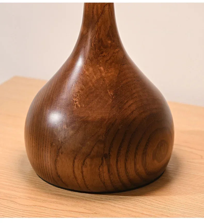 French Retro Wood & Glass Lamp