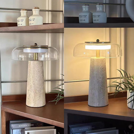 Travertine Stone Mushroom Lamp