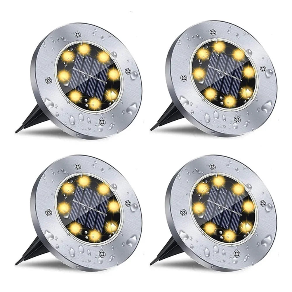 Solar Ground Disk Lights for Garden & Pathway