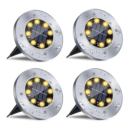 Solar Ground Disk Lights for Garden & Pathway