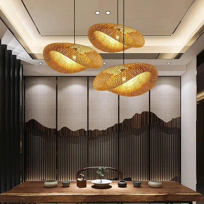 Handwoven Bamboo Pendant Chandelier
