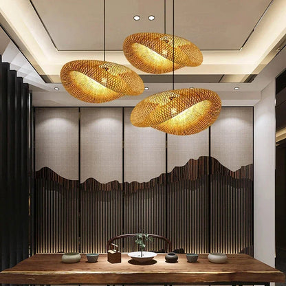 Handwoven Bamboo Pendant Chandelier