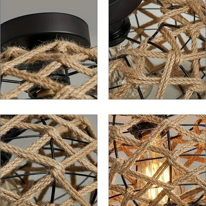 Rustic Rattan Rope Ceiling Light