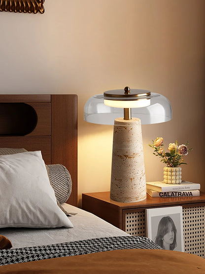 Travertine Stone Mushroom Lamp