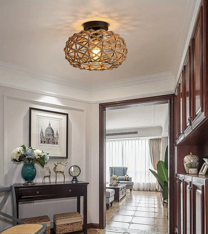 Rustic Rattan Rope Ceiling Light