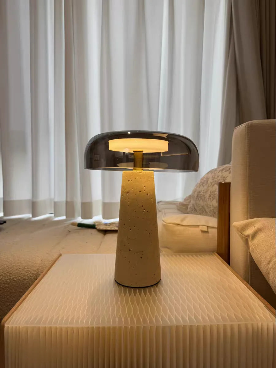 Travertine Stone Mushroom Lamp