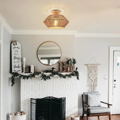 Rattan Rope Ceiling Light