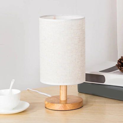 Nordic Linen Bedside Table Lamp — USB Powered with Touch Control