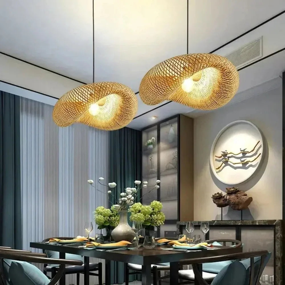Handwoven Bamboo Pendant Chandelier