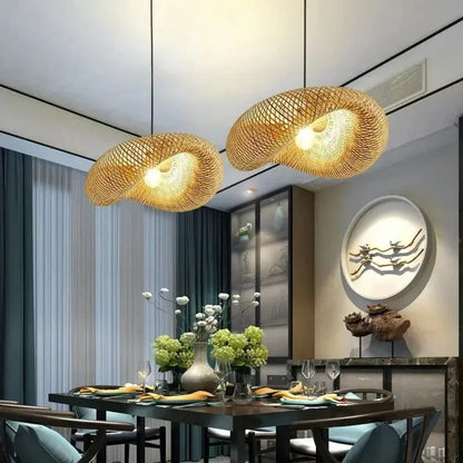 Handwoven Bamboo Pendant Chandelier