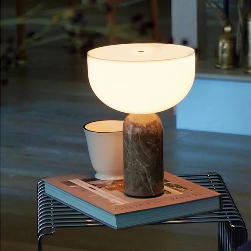 Danish Marble Mushroom Touch Lamp