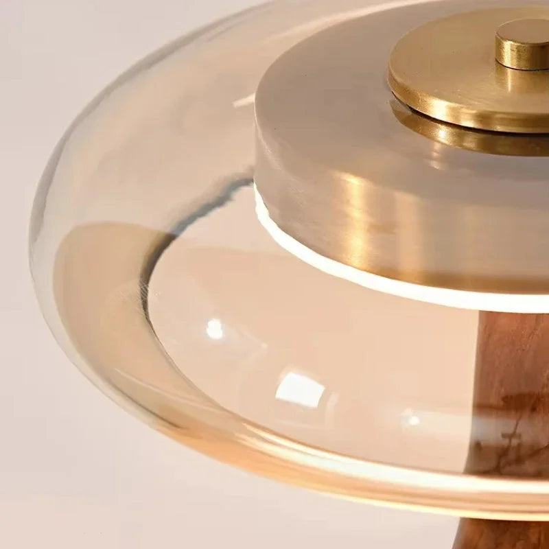 French Retro Wood & Glass Lamp