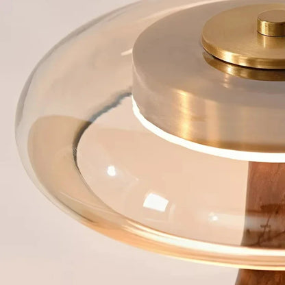 French Retro Wood & Glass Lamp