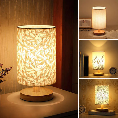 Nordic Linen Bedside Table Lamp — USB Powered with Touch Control