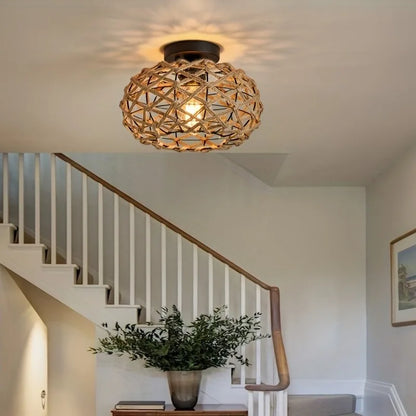 Rustic Rattan Rope Ceiling Light