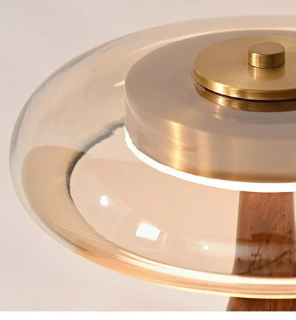 French Retro Wood & Glass Lamp