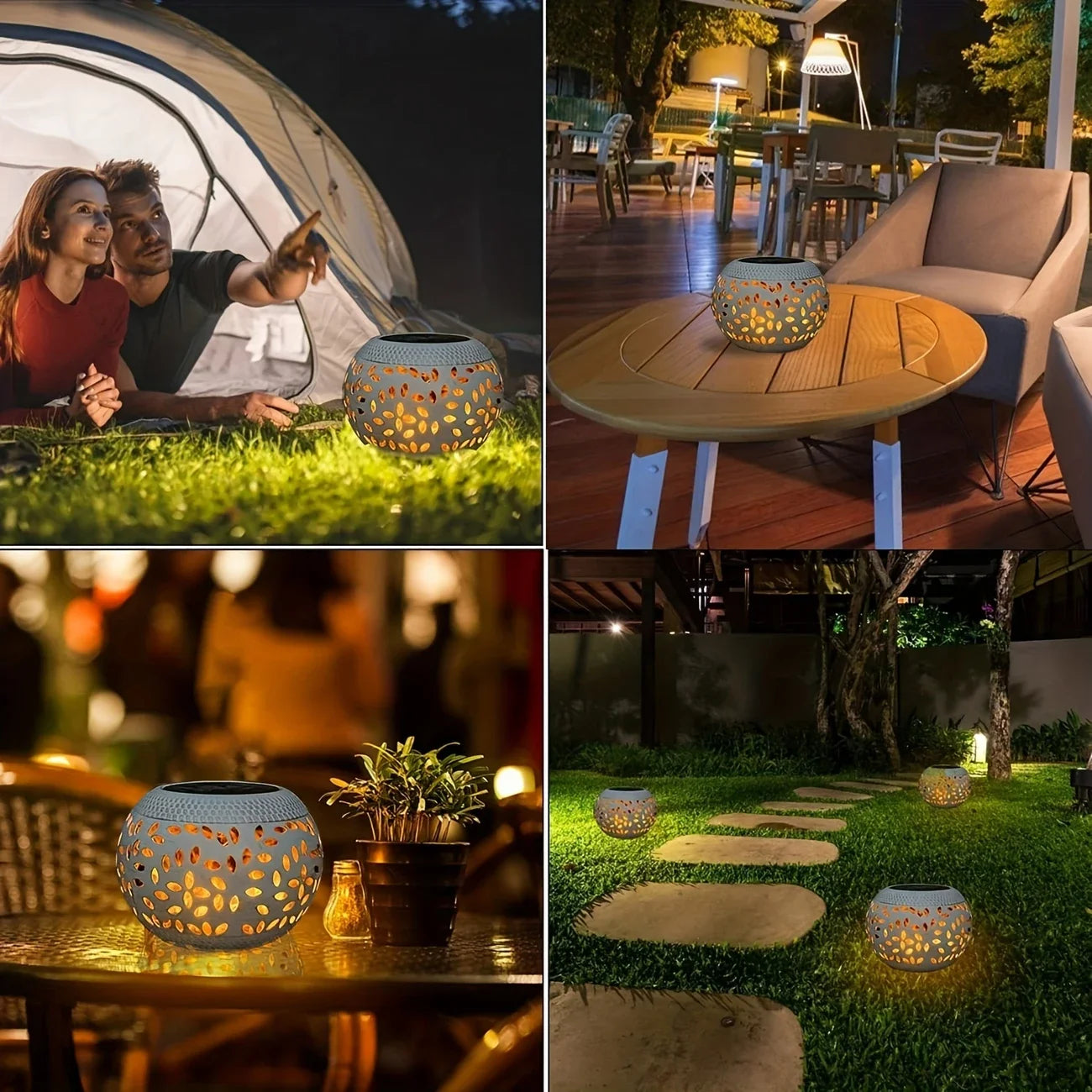 Solar Metal Lantern Table Light