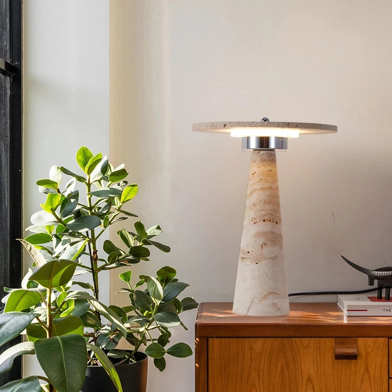 Travertine Stone Mushroom Lamp