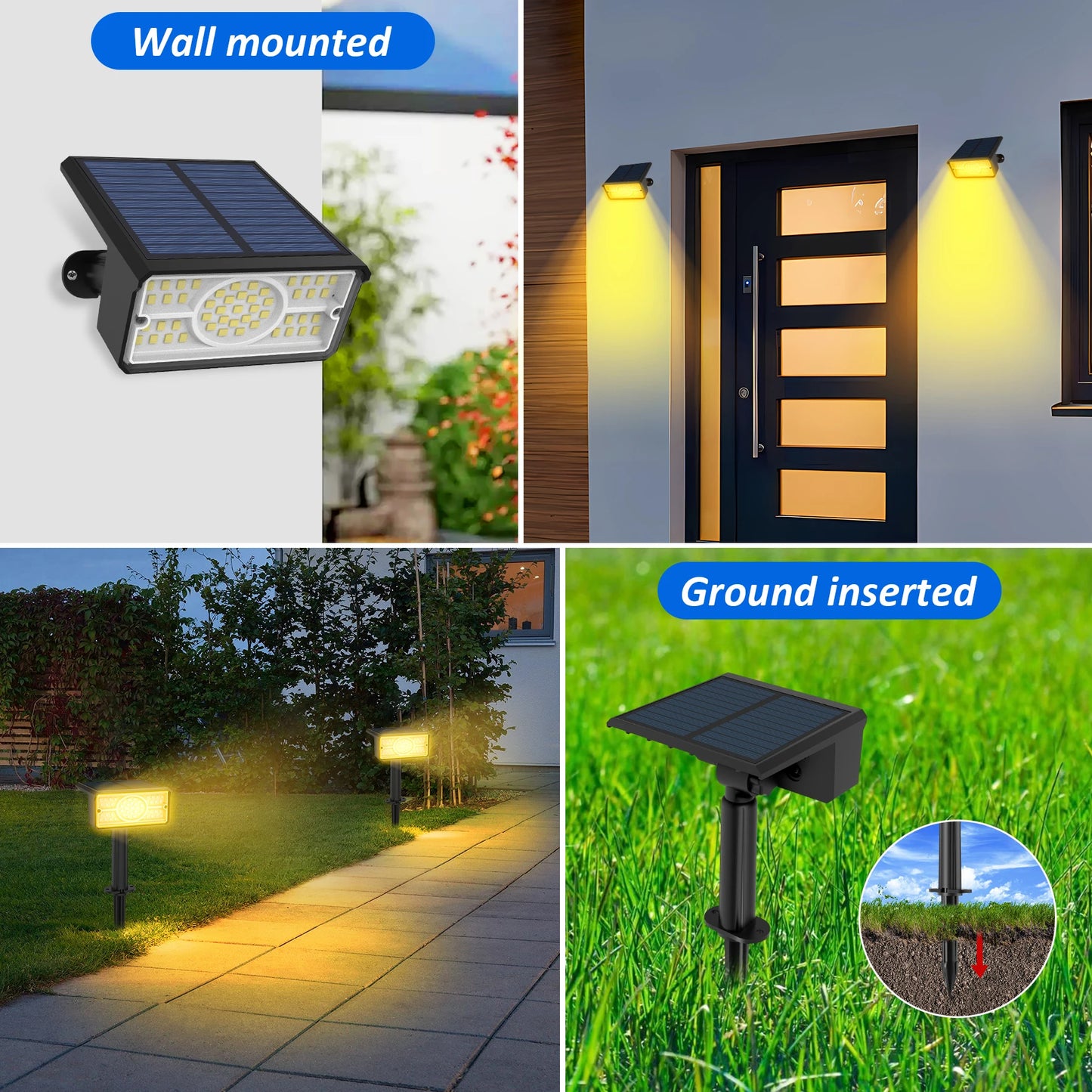 Dimmable Waterproof Solar LED Spotlight Wall & Garden Light (Multi-Color)