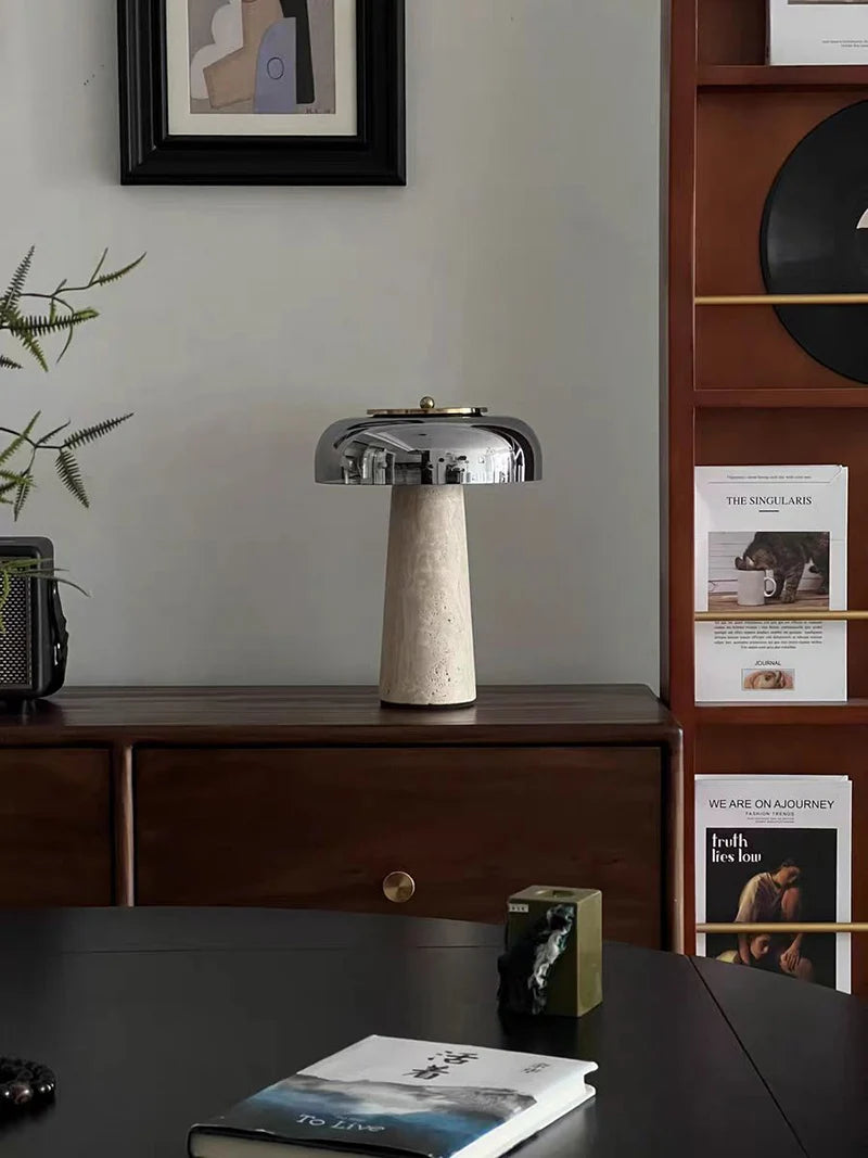 Travertine Stone Mushroom Lamp