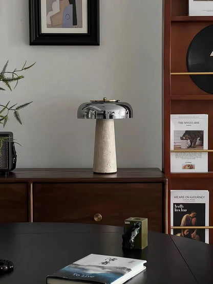 Travertine Stone Mushroom Lamp