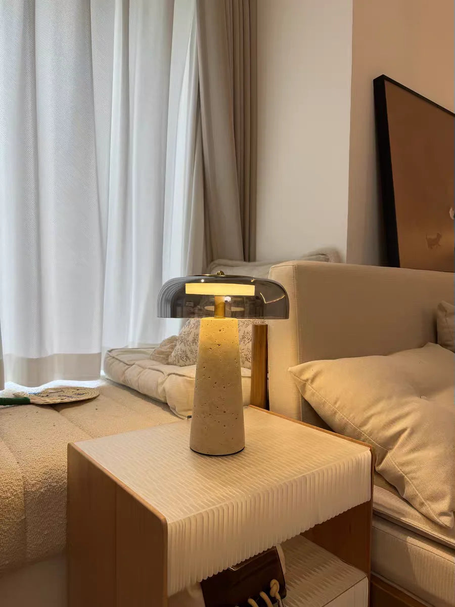 Travertine Stone Mushroom Lamp