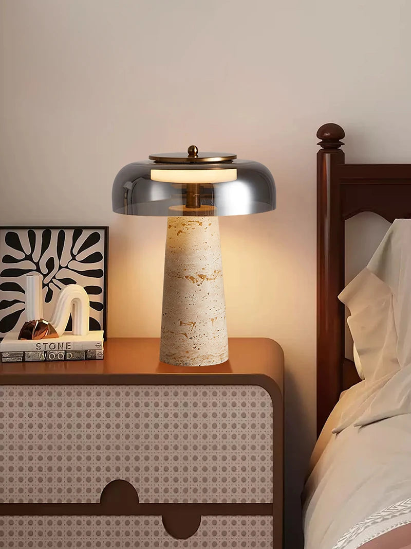 Travertine Stone Mushroom Lamp