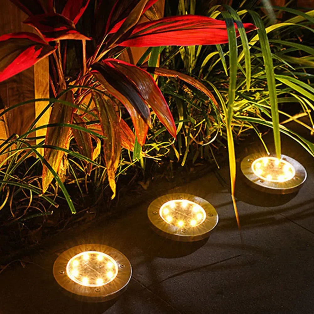 Solar Ground Disk Lights for Garden & Pathway