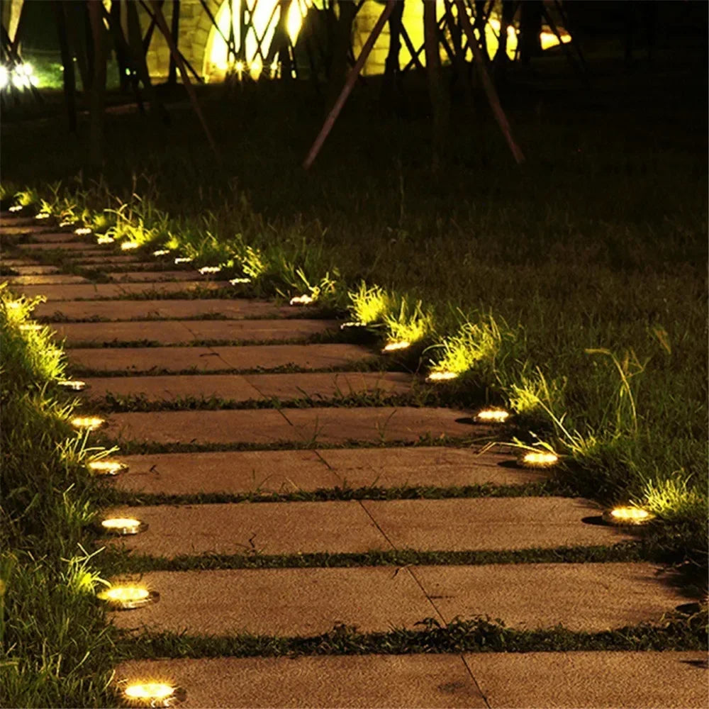 Solar Ground Disk Lights for Garden & Pathway