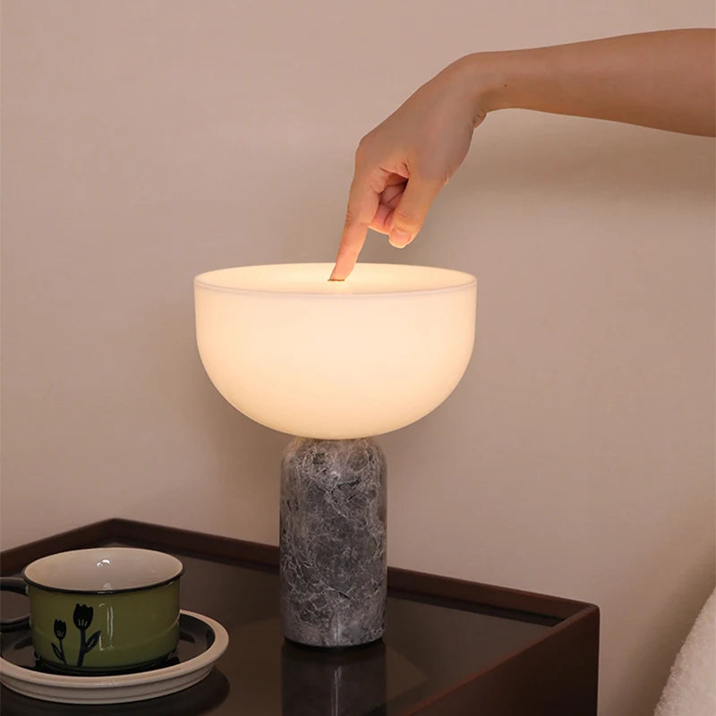 Danish Marble Mushroom Touch Lamp